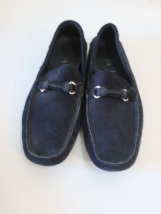Mens Prada Navy Blue Suede Rope Chain Loafer Shoes 12 main image 4